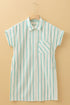 Mint Green St Patricks Striped Wide Short Sleeve Shift Mini Shirt Dress